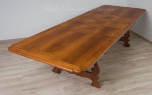 Tavolo 3 Prolunghe Noce Nazionale Gambe A Lira Con Ferro 220x120 Cm 23