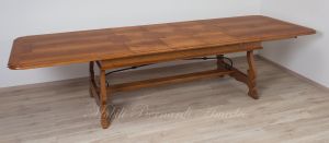 Tavolo 3 Prolunghe Noce Nazionale Gambe A Lira Con Ferro 220x120 Cm 26