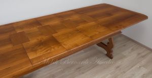 Tavolo 3 Prolunghe Noce Nazionale Gambe A Lira Con Ferro 220x120 Cm 27