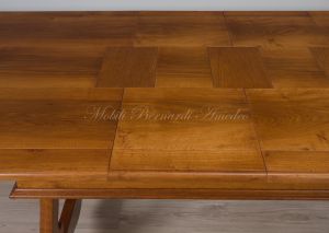 Tavolo 3 Prolunghe Noce Nazionale Gambe A Lira Con Ferro 220x120 Cm 32