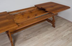 Tavolo 3 Prolunghe Noce Nazionale Gambe A Lira Con Ferro 220x120 Cm 33