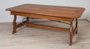 Tavolo 3 Prolunghe Noce Nazionale Gambe A Lira Con Ferro 220x120 Cm 35