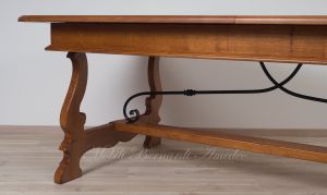 Tavolo 3 Prolunghe Noce Nazionale Gambe A Lira Con Ferro 220x120 Cm 36