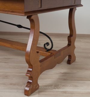 Tavolo 3 Prolunghe Noce Nazionale Gambe A Lira Con Ferro 220x120 Cm 38