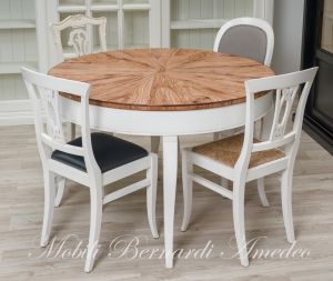 Round table handcrafted with olive wood and additional extensions