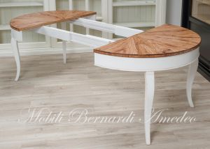 Round table handcrafted with olive wood and additional extensions