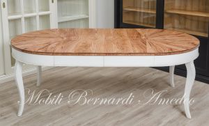 Round table handcrafted with olive wood and additional extensions