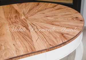 Round table handcrafted with olive wood and additional extensions