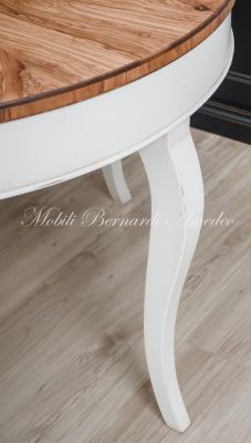 Round table handcrafted with olive wood and additional extensions