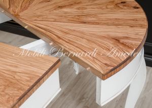 Round table handcrafted with olive wood and additional extensions