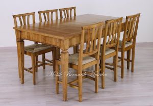 Tavolo classico in legno piallato a mano con prolunghe centrali