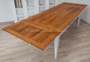 Tavolo in legno con prolunghe sottopiano estraibili a tiro aperto tutto cm 300x100