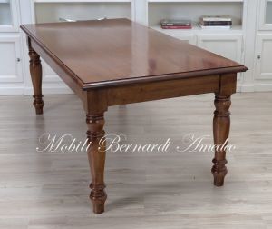 Tavolo Fisso Noce Massello Gambe Tornite 08