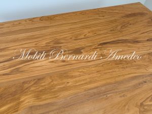Modern type table handcrafted with solid olive wood and white iron legs