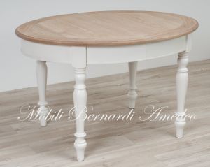 TA86 4TL Tavolo Ovale 4 Prolunghe Rovere Chiaro Gambe Tornite Bianche 130x100 01