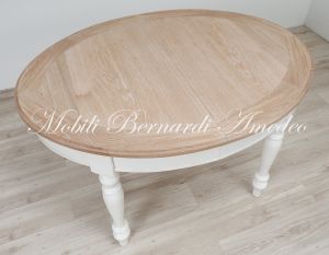 TA86 4TL Tavolo Ovale 4 Prolunghe Rovere Chiaro Gambe Tornite Bianche 130x100 03