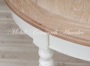 TA86 4TL Tavolo Ovale 4 Prolunghe Rovere Chiaro Gambe Tornite Bianche 130x100 10