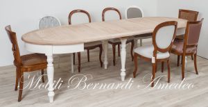 TA86 4TL Tavolo Ovale 4 Prolunghe Rovere Chiaro Gambe Tornite Bianche 130x100 11