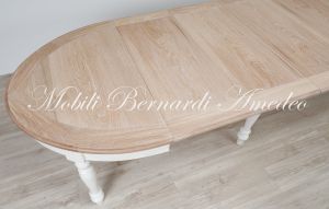 TA86 4TL Tavolo Ovale 4 Prolunghe Rovere Chiaro Gambe Tornite Bianche 130x100 17