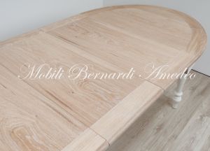 TA86 4TL Tavolo Ovale 4 Prolunghe Rovere Chiaro Gambe Tornite Bianche 130x100 18