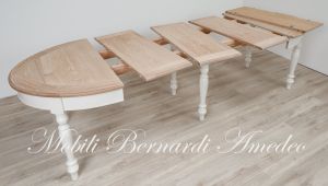TA86 4TL Tavolo Ovale 4 Prolunghe Rovere Chiaro Gambe Tornite Bianche 130x100 21