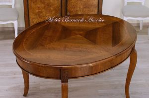 Tavolo ovale classico in legno con prolunghe centrali