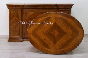 Tavolo ovale classico in legno con prolunghe centrali
