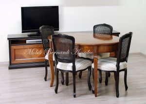 Tavolo ovale classico in legno con prolunghe centrali