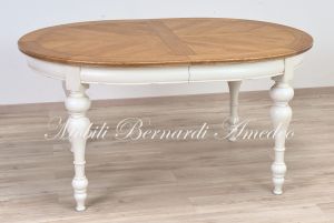 TA966 Tavolo ovale in legno 160x120 cm con 2 allunghi centrali