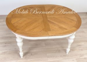 TA966 Tavolo ovale in legno 160x120 cm con 2 allunghi centrali