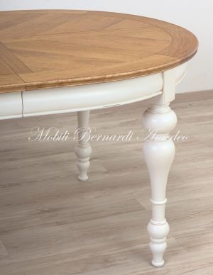 TA966 Tavolo ovale in legno 160x120 cm con 2 allunghi centrali