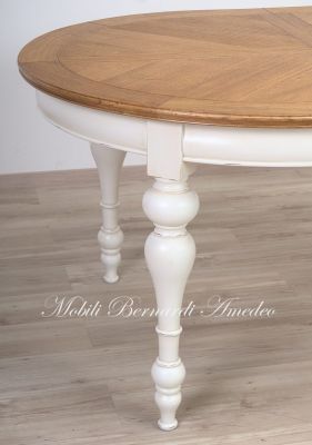 TA966 Tavolo ovale in legno 160x120 cm con 2 allunghi centrali