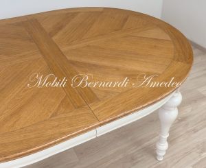 TA966 Tavolo ovale in legno 160x120 cm con 2 allunghi centrali