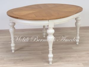 TA966 Tavolo ovale in legno 160x120 cm con 2 allunghi centrali