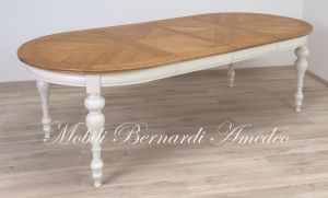 TA966 Tavolo ovale in legno 160x120 cm con 2 allunghi centrali