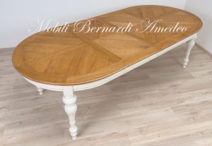 TA966 Tavolo ovale in legno 160x120 cm con 2 allunghi centrali
