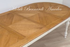 TA966 Tavolo ovale in legno 160x120 cm con 2 allunghi centrali