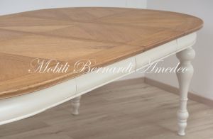 TA966 Tavolo ovale in legno 160x120 cm con 2 allunghi centrali