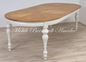 TA966 Tavolo ovale in legno 160x120 cm con 2 allunghi centrali