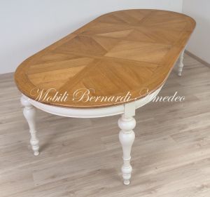 TA966 Tavolo ovale in legno 160x120 cm con 2 allunghi centrali