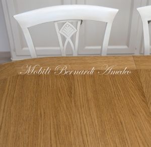 TA975 Tavolo ovale con allunghe finitura bianco top rovere