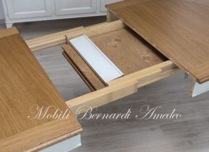 TA975 Tavolo ovale con allunghe finitura bianco top rovere
