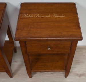 Coffee table in classic rustic style made of solid walnut wood with drawer and open shelf
