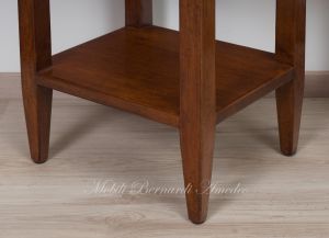 Coffee table in classic rustic style made of solid walnut wood with drawer and open shelf