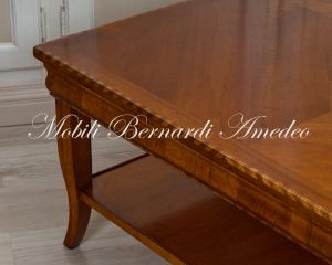 Tavolino da salotto quadrato grande in legno massello stile classico