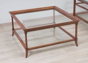Tavolino da salotto stile classico contemporaneo con doppio ripiano in vetro