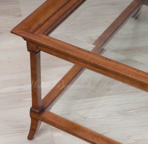 TT65 Tavolino da salotto in legno cm 90x90 con piani in vetro