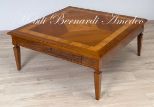 Classic style large square coffee table in inlaid solid wood