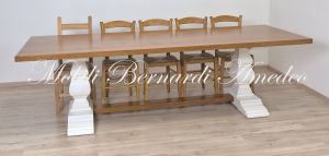 TF573 Tavolo fratino in rovere con gambe bianche a balaustra