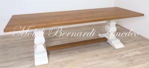 TF573 Tavolo fratino in rovere con gambe bianche a balaustra